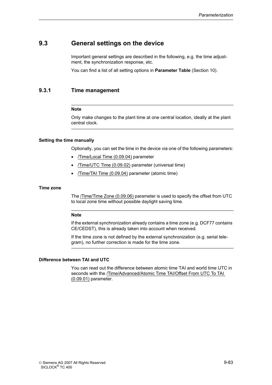 3 general settings on the device, 1 time management, General settings on the device | Time management | Siemens SICLOCK TC 400 User Manual | Page 85 / 134