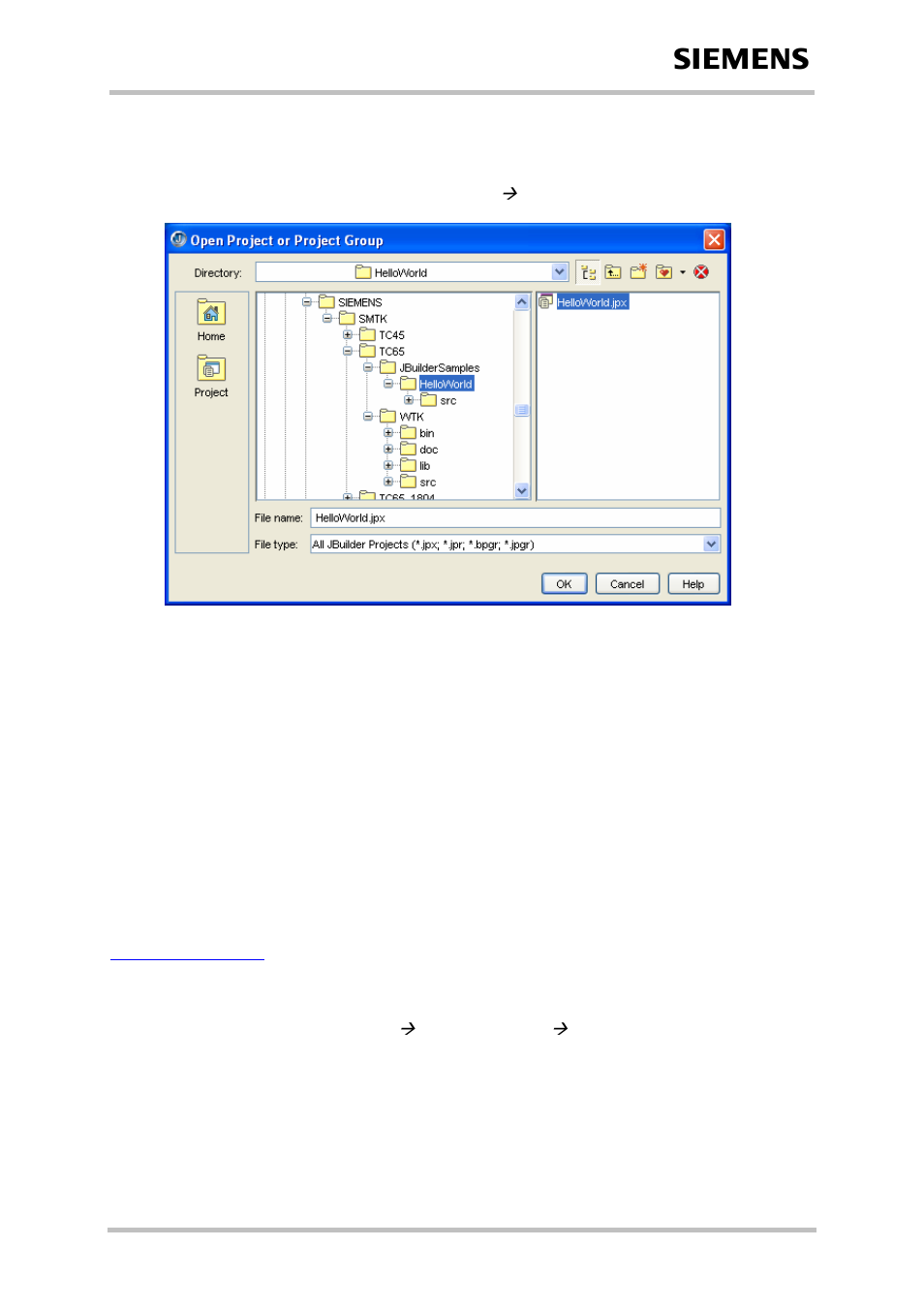 Examples, Eclipse 3.0, Integration | Figure 31: jbuilder2005 – sample projects, 4 eclipse 3.0 | Siemens Java TC65 User Manual | Page 62 / 90