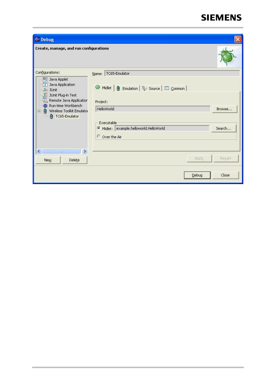 Breakpoints, Figure 39: eclipse - configuration, 4 breakpoints | Siemens Java TC65 User Manual | Page 68 / 90