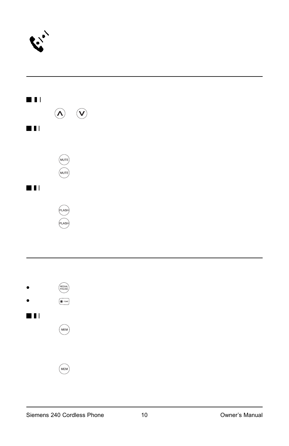 Active call features | Siemens Model 240 User Manual | Page 10 / 16