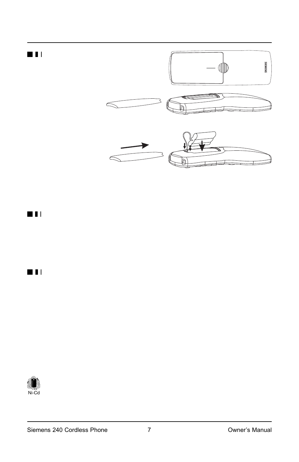 Preparing the handset | Siemens Model 240 User Manual | Page 7 / 16