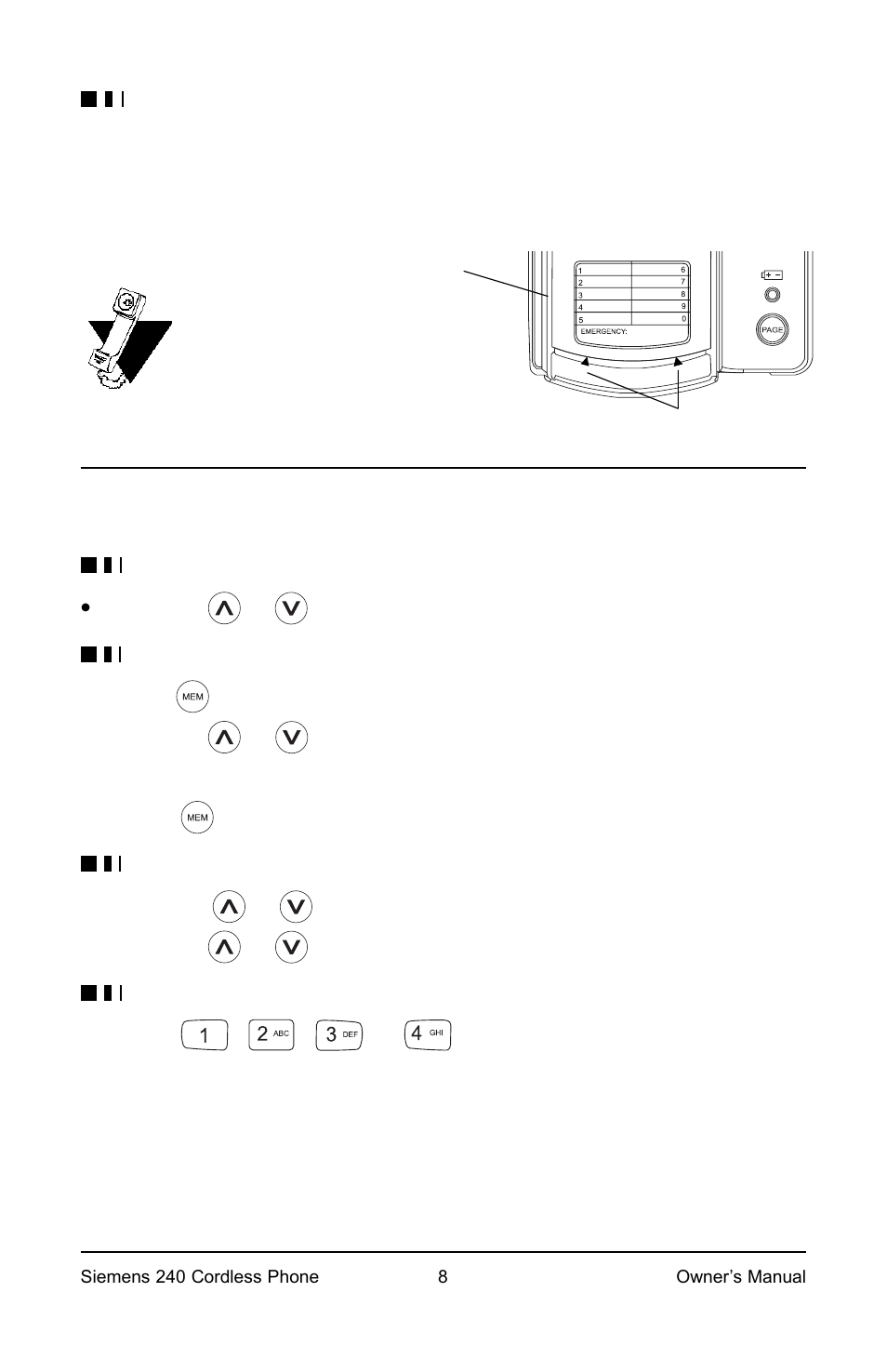 Setting basic features | Siemens Model 240 User Manual | Page 8 / 16