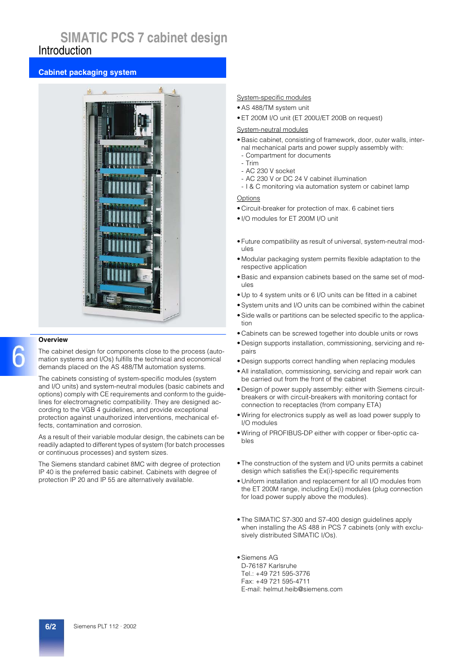 Simatic pcs 7 cabinet design, Introduction | Siemens SIMATIC PCS 7 User Manual | Page 2 / 6