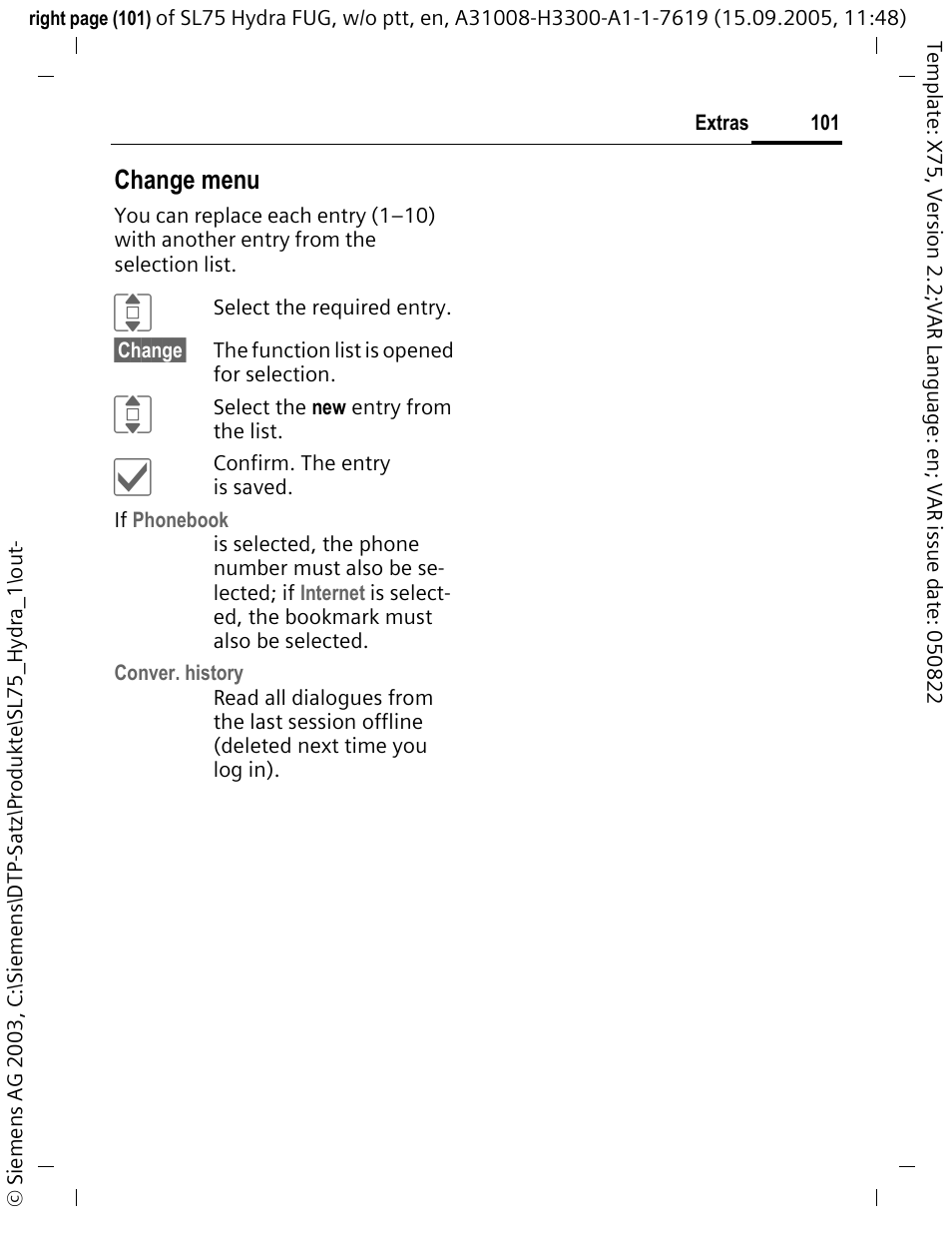 Change menu | Siemens SL75 User Manual | Page 102 / 139