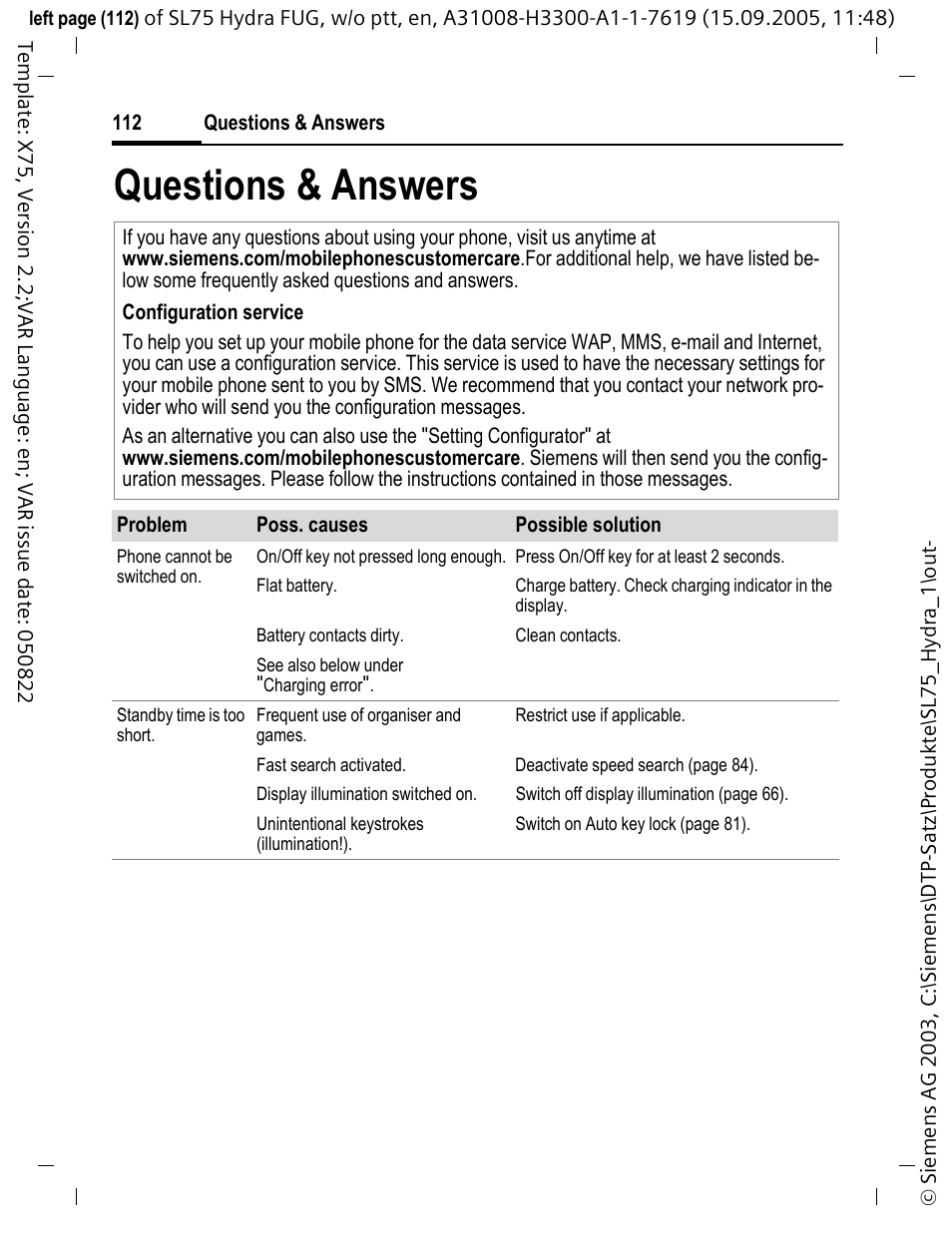 Questions & answers | Siemens SL75 User Manual | Page 113 / 139