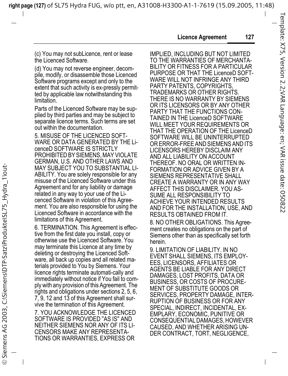 Siemens SL75 User Manual | Page 128 / 139