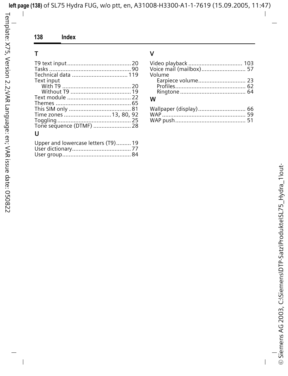 Siemens SL75 User Manual | Page 139 / 139