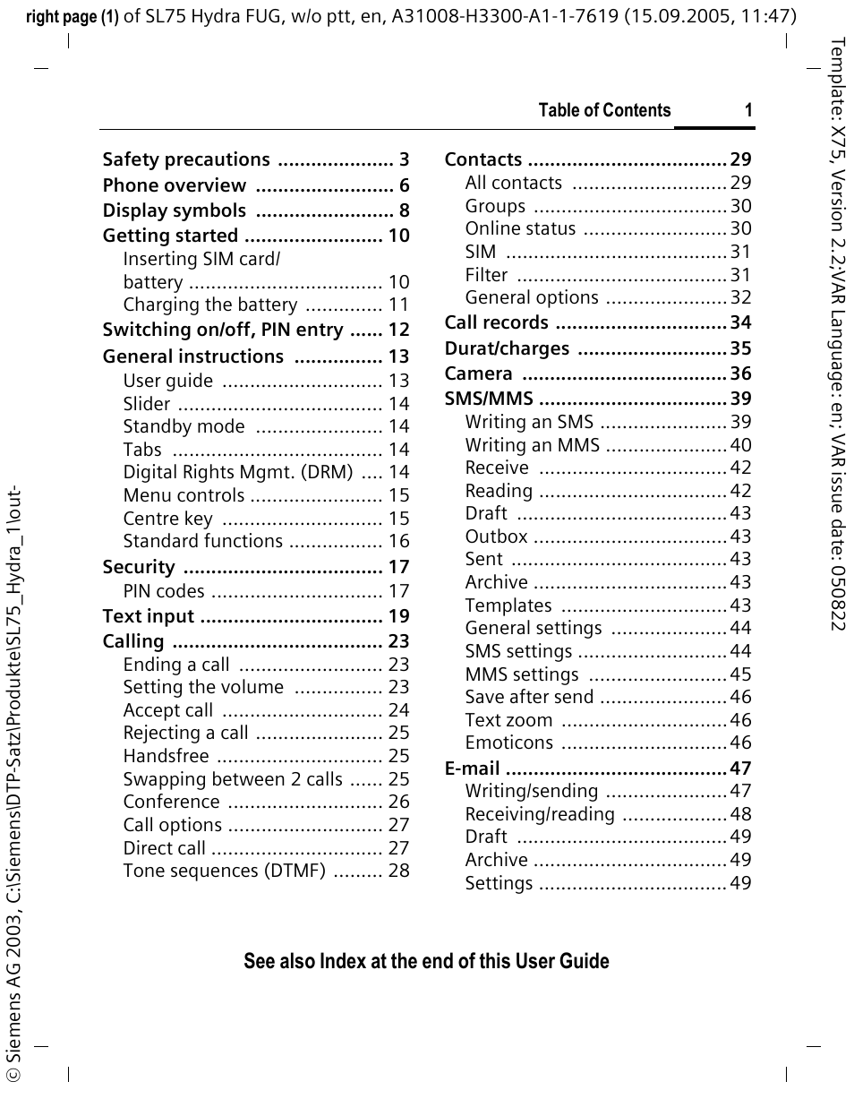 Siemens SL75 User Manual | Page 2 / 139