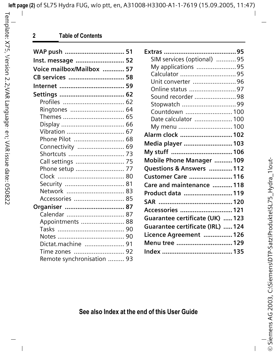 Siemens SL75 User Manual | Page 3 / 139