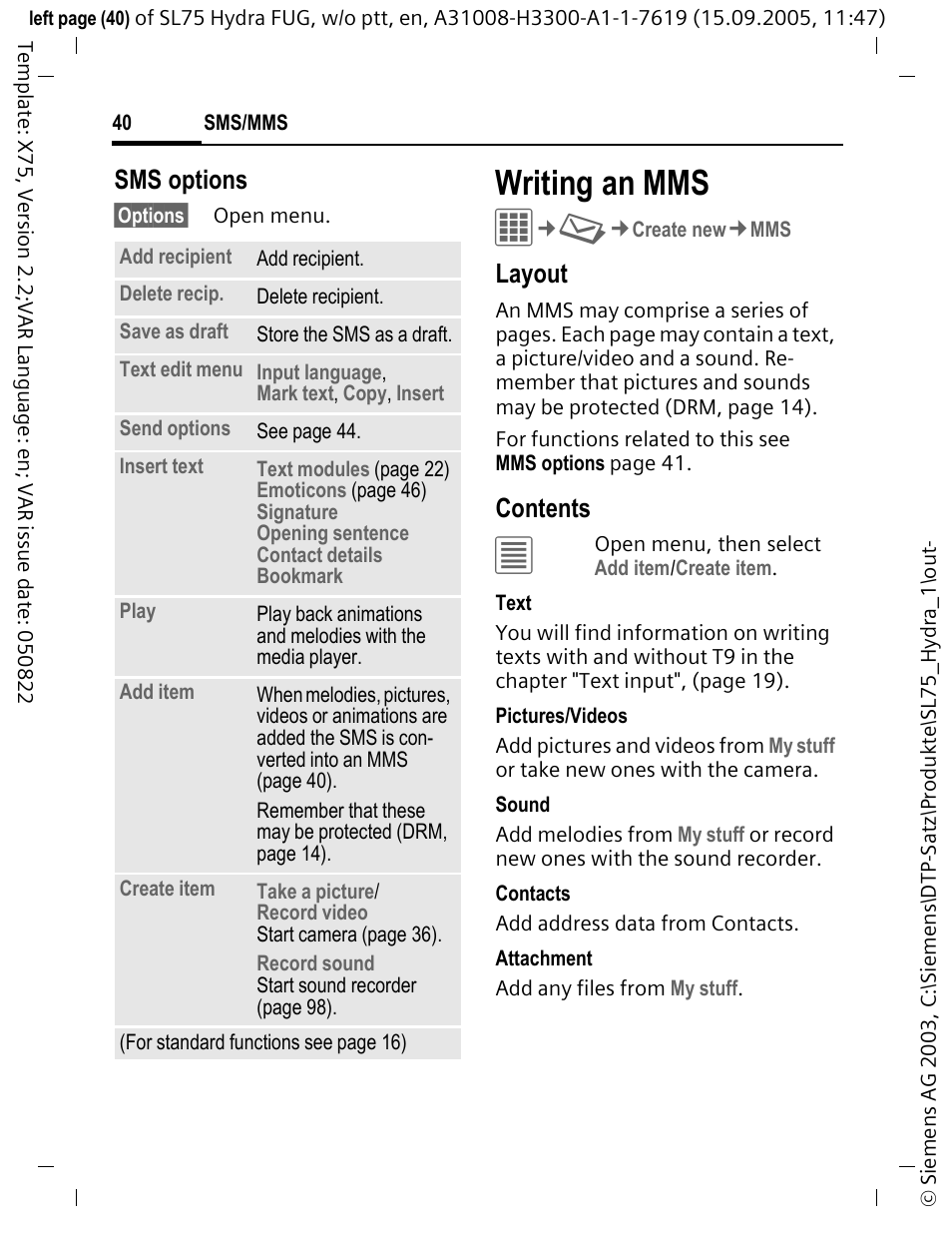Siemens SL75 User Manual | Page 41 / 139