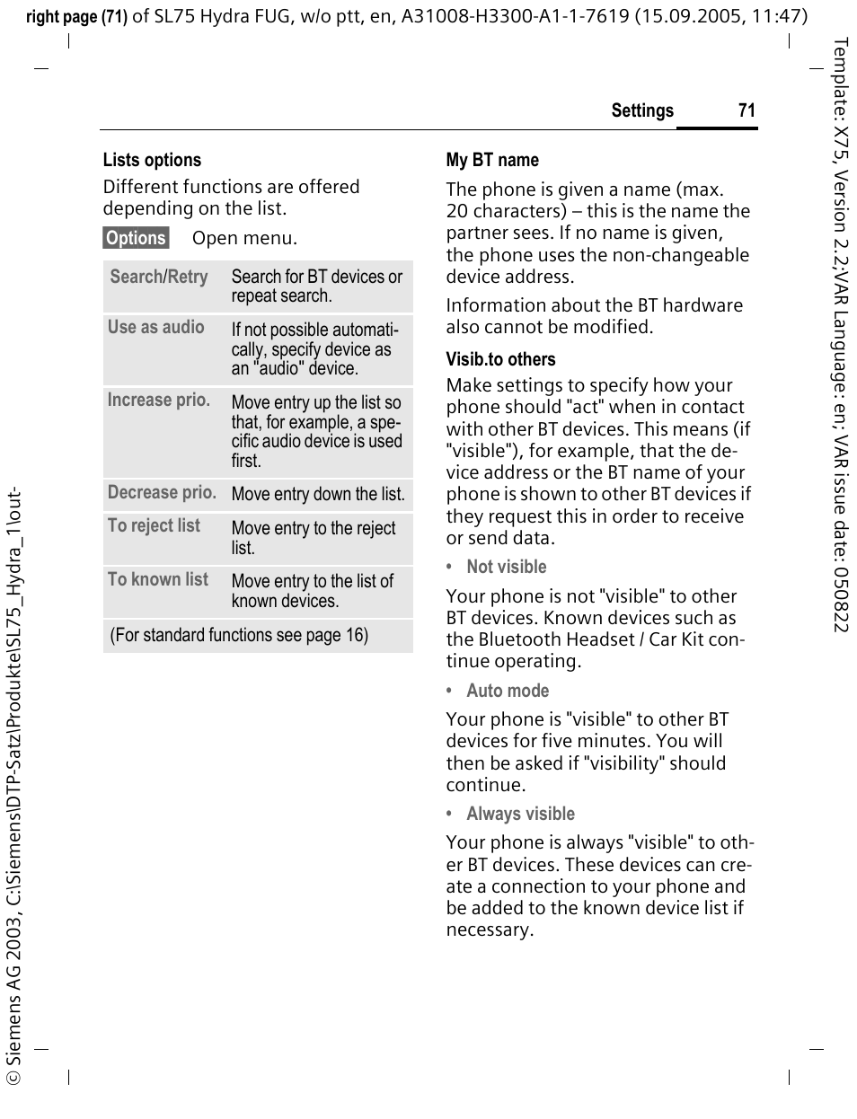 Siemens SL75 User Manual | Page 72 / 139