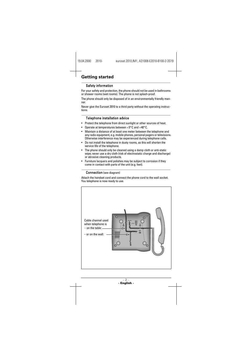 Getting started | Siemens 2010 User Manual | Page 2 / 26