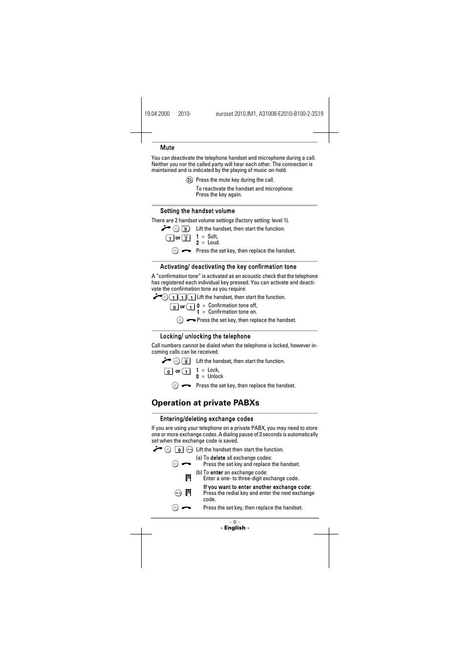 Operation at private pabxs | Siemens 2010 User Manual | Page 6 / 26