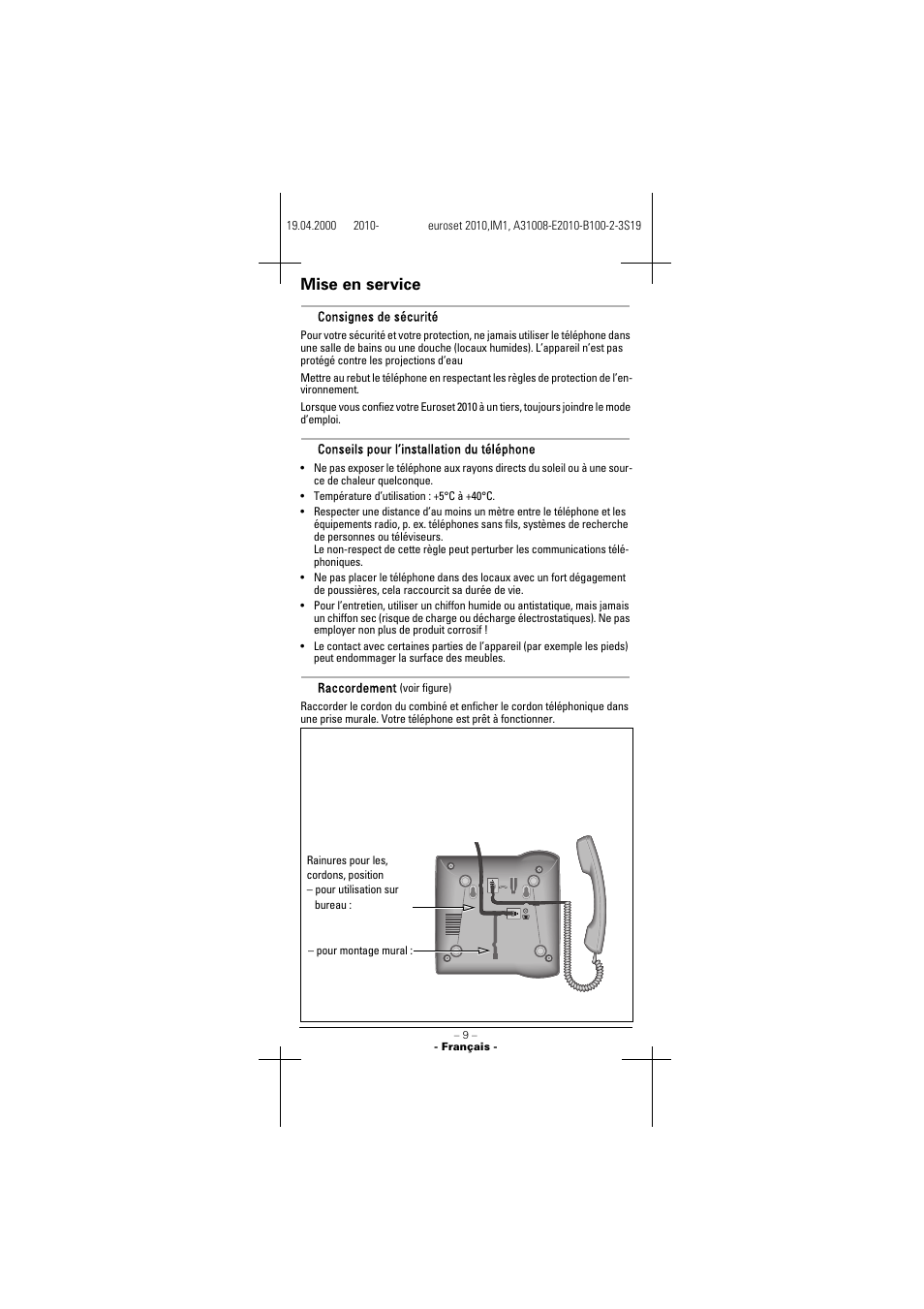 Mise en service | Siemens 2010 User Manual | Page 9 / 26