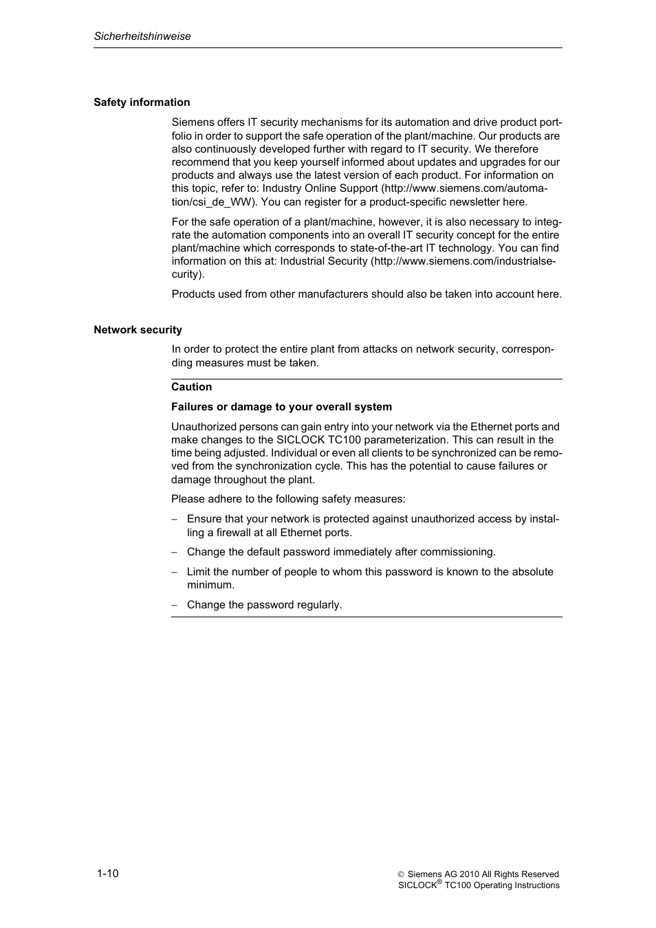 Siemens Plant Central Clock TC100 User Manual | Page 11 / 124