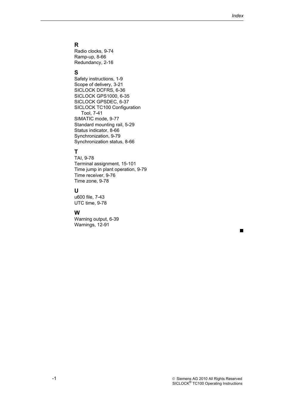 Siemens Plant Central Clock TC100 User Manual | Page 123 / 124