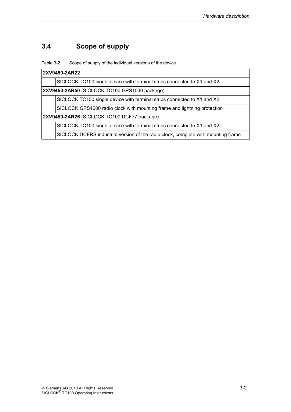 4 scope of supply, Scope of supply | Siemens Plant Central Clock TC100 User Manual | Page 24 / 124