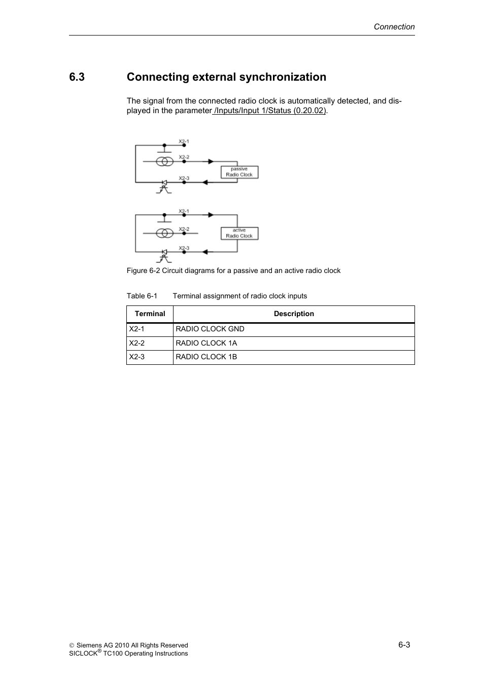 3 connecting external synchronization, Connecting external synchronization | Siemens Plant Central Clock TC100 User Manual | Page 36 / 124