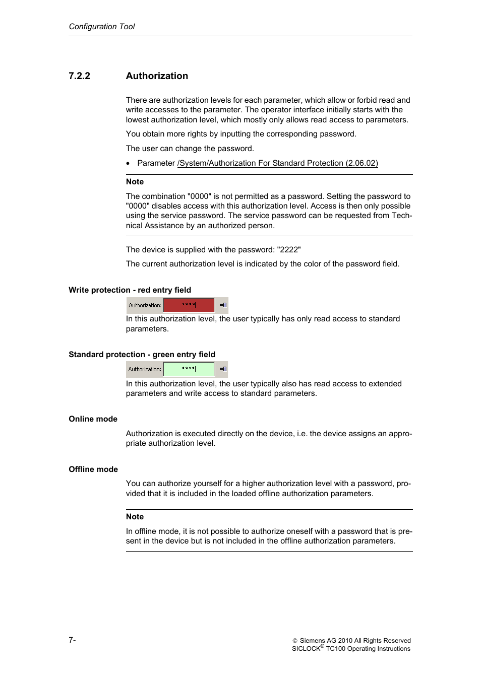 2 authorization, Authorization | Siemens Plant Central Clock TC100 User Manual | Page 51 / 124