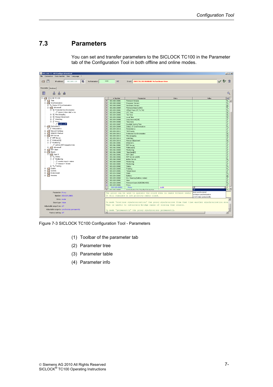 3 parameters, Parameters, See also parameters (chapter 7.3) | Siemens Plant Central Clock TC100 User Manual | Page 52 / 124