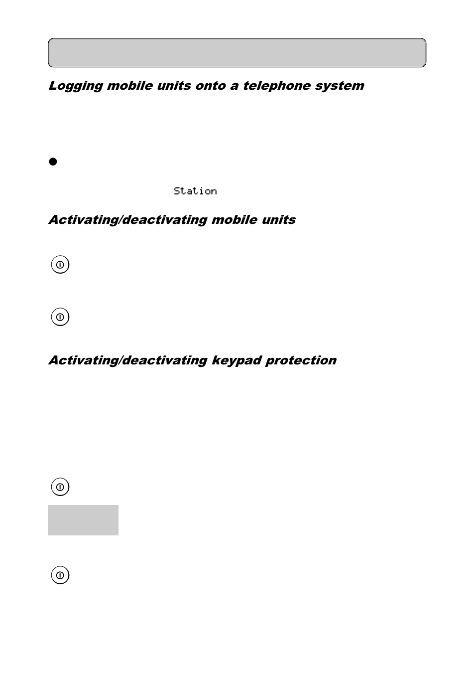 Logging mobile units onto a telephone system, Activating/deactivating mobile units, Activating/deactivating keypad protection | Putting into service | Siemens Hicom 300E User Manual | Page 15 / 48