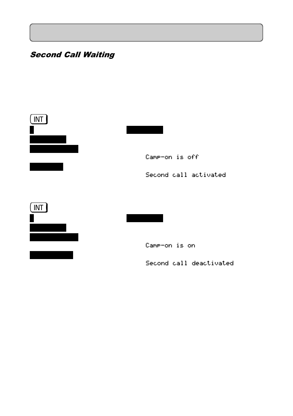 Second call waiting, Telephone functions | Siemens Hicom 300E User Manual | Page 20 / 48