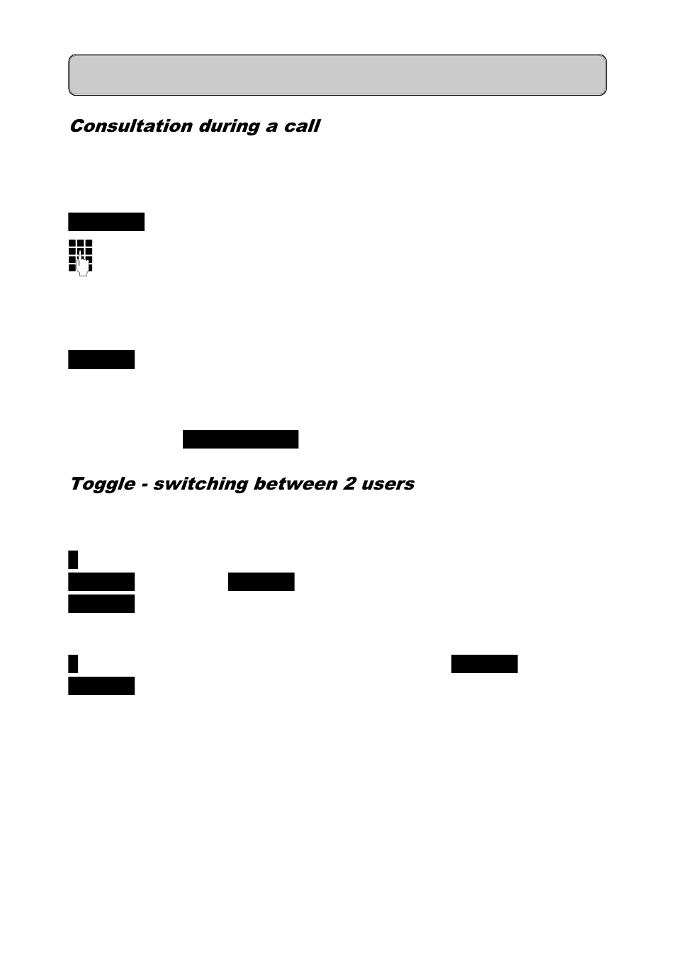 Consultation during a call, Toggle - switching between 2 users, Switching functions | Siemens Hicom 300E User Manual | Page 25 / 48