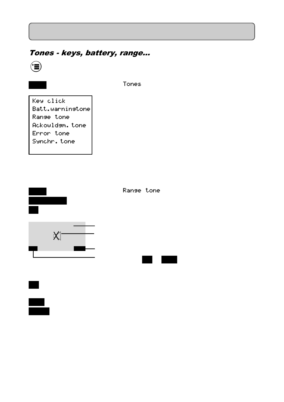 Tones - keys, battery, range, Settings | Siemens Hicom 300E User Manual | Page 43 / 48