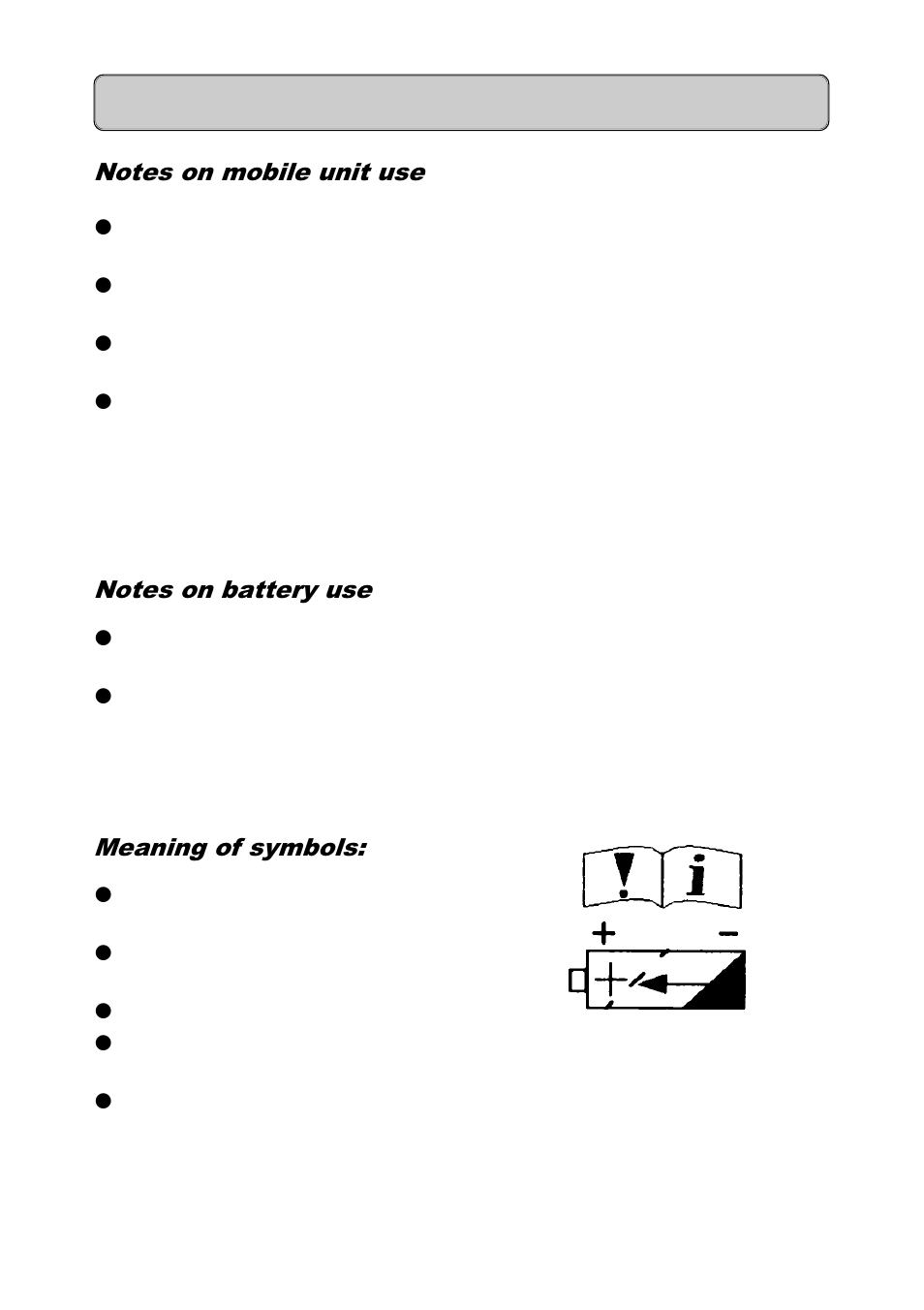 Safety notes, Notes on mobile unit use, Notes on battery use | Meaning of symbols | Siemens Hicom 300E User Manual | Page 6 / 48