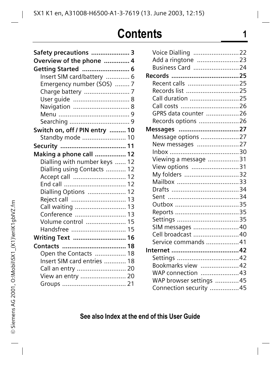 Siemens SX1 User Manual | Page 2 / 103