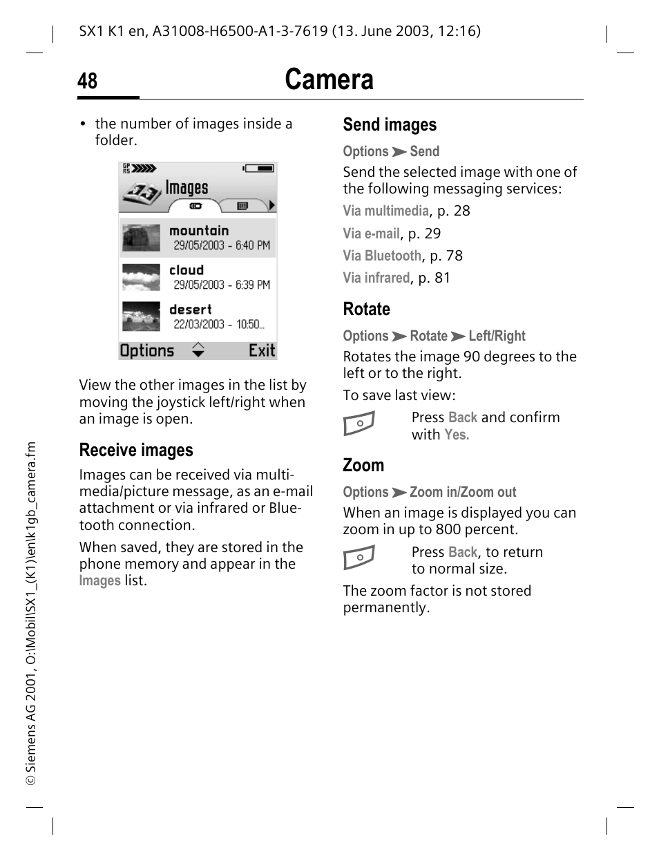 Camera | Siemens SX1 User Manual | Page 49 / 103