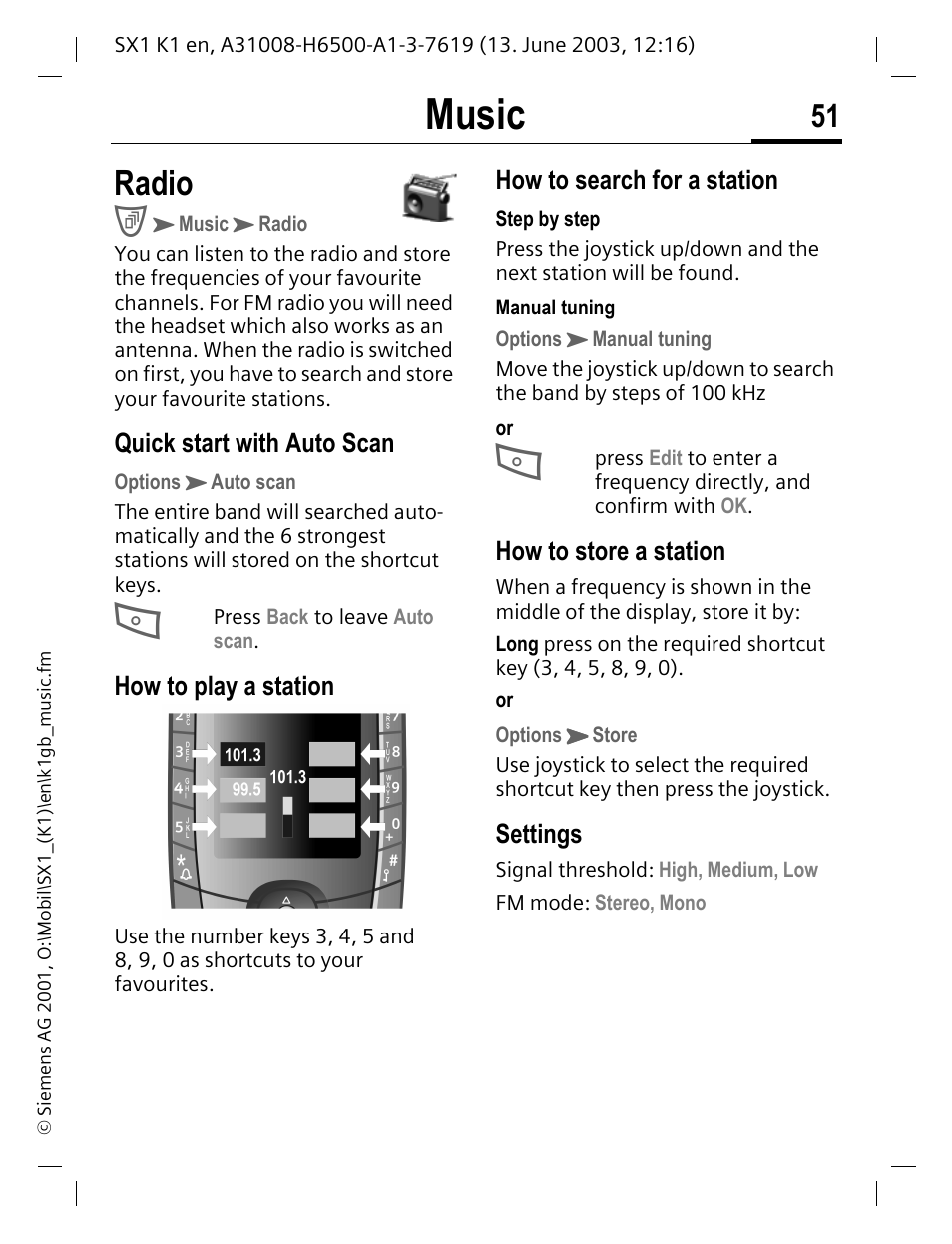 Music, Radio | Siemens SX1 User Manual | Page 52 / 103