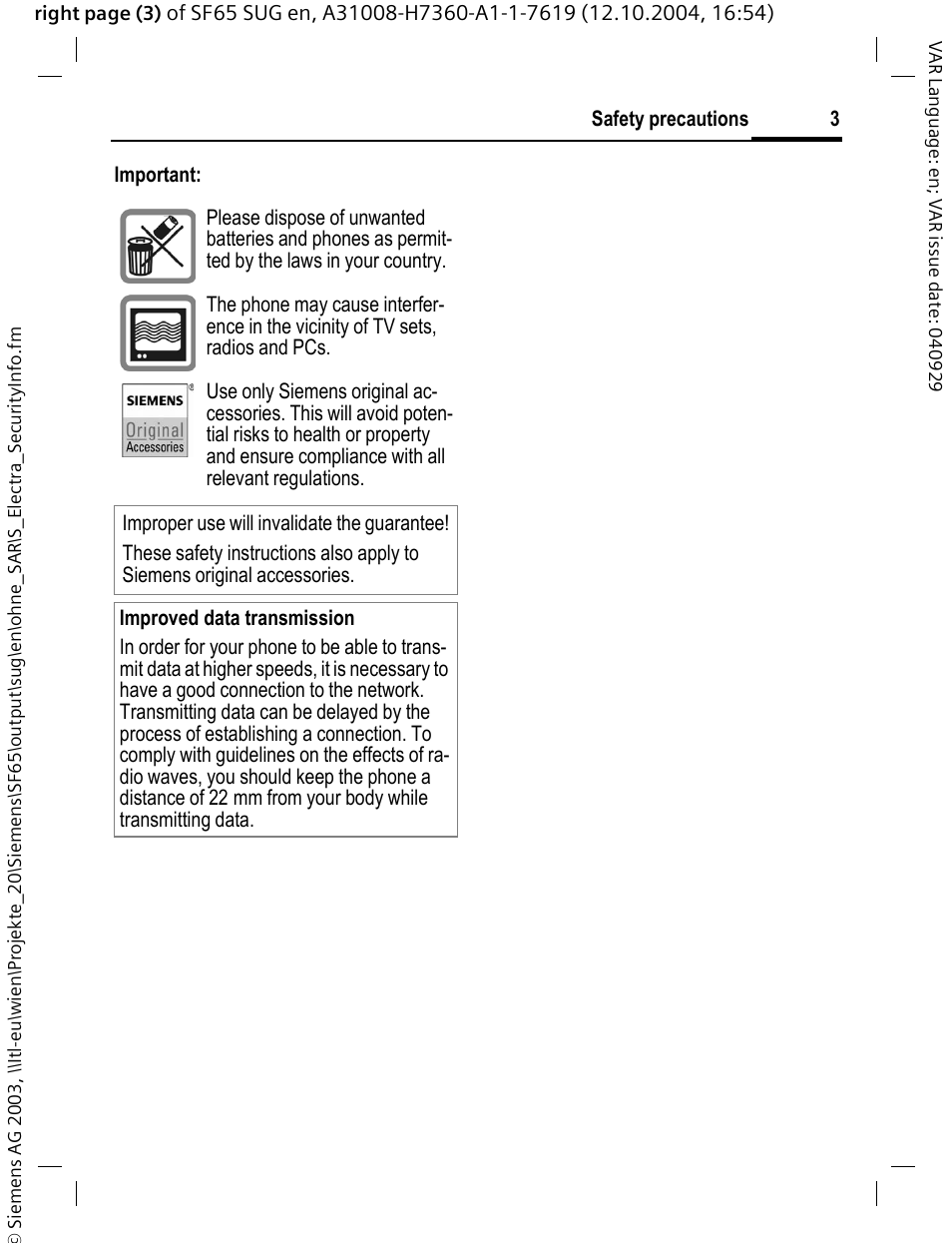 Siemens SF65 User Manual | Page 4 / 71