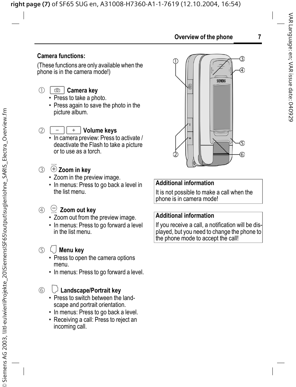 Siemens SF65 User Manual | Page 8 / 71