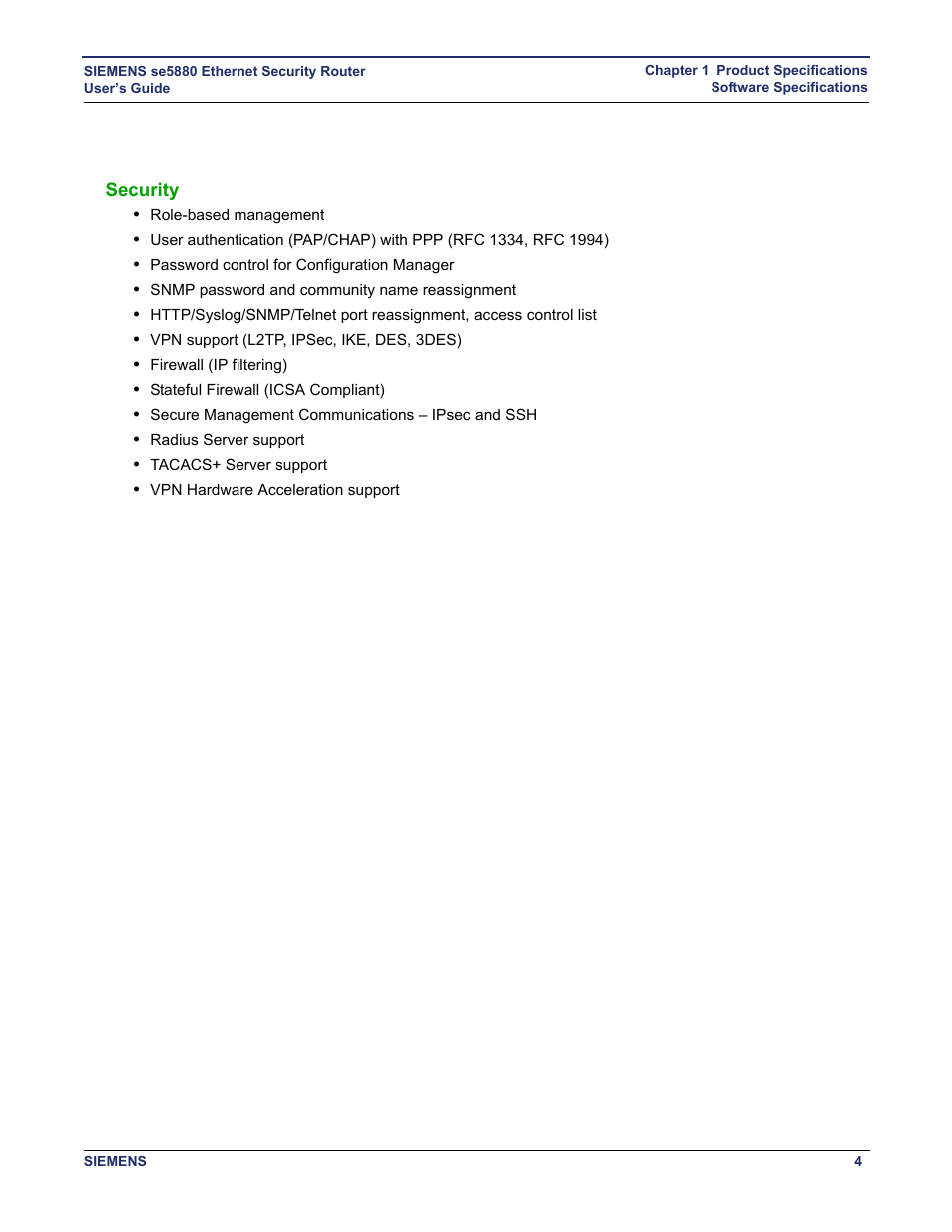 Security | Siemens se5880 User Manual | Page 10 / 86