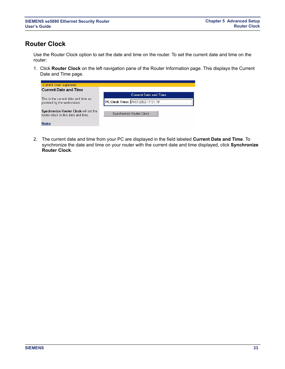 Router clock | Siemens se5880 User Manual | Page 39 / 86