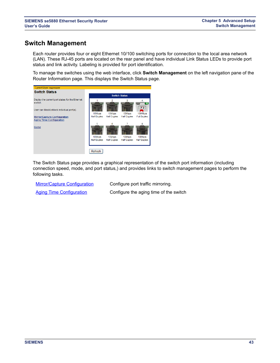 Switch management | Siemens se5880 User Manual | Page 49 / 86
