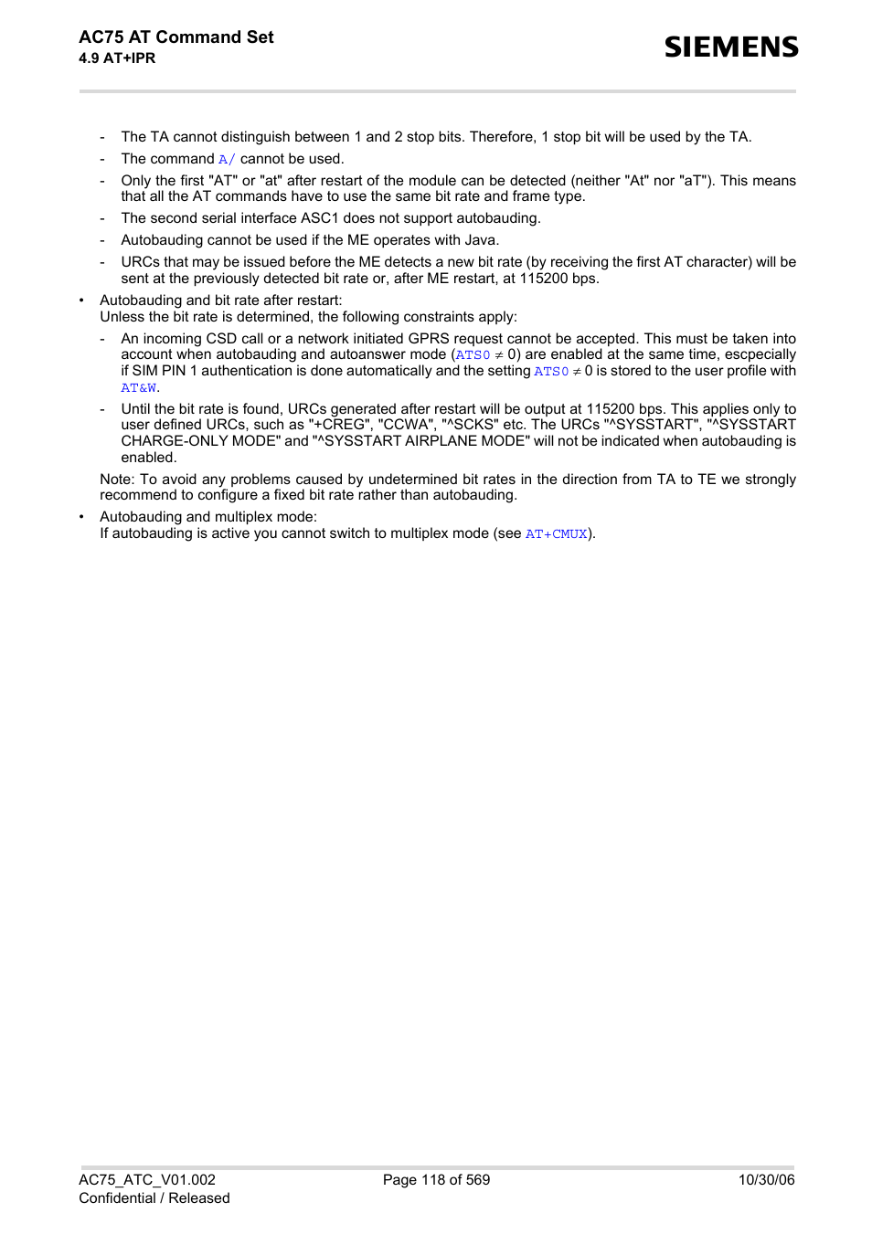 Siemens AC75 User Manual | Page 118 / 569