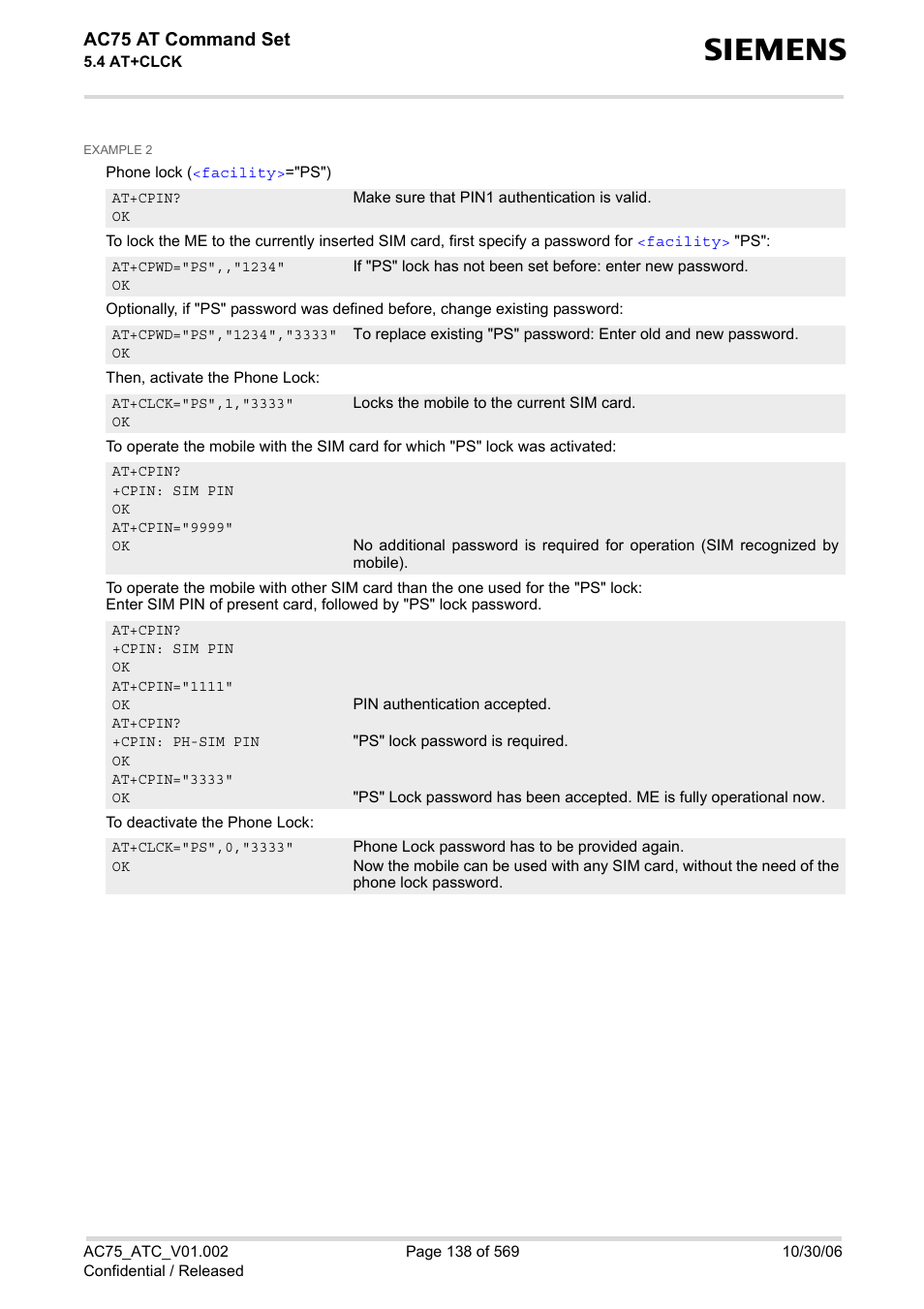 Ac75 at command set | Siemens AC75 User Manual | Page 138 / 569