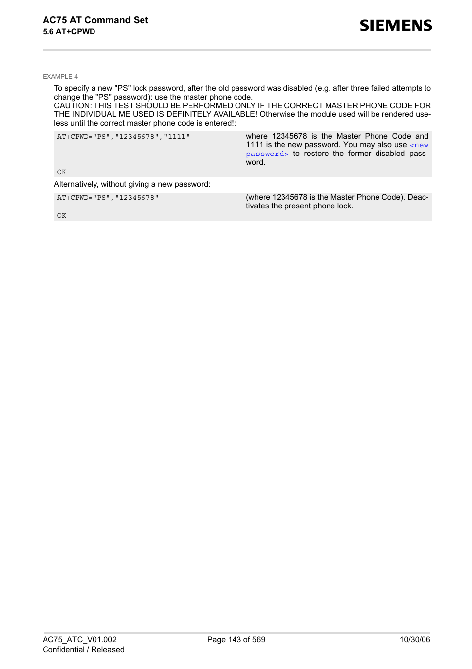 Ac75 at command set | Siemens AC75 User Manual | Page 143 / 569