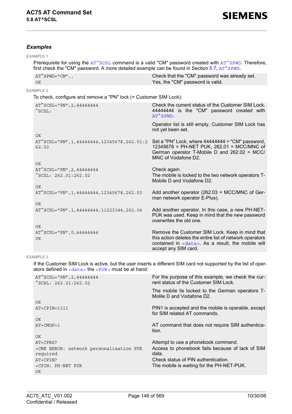 Ac75 at command set | Siemens AC75 User Manual | Page 148 / 569