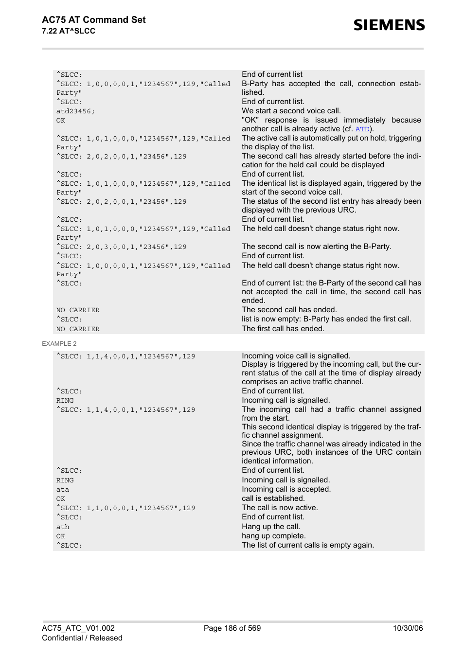 Ac75 at command set | Siemens AC75 User Manual | Page 186 / 569