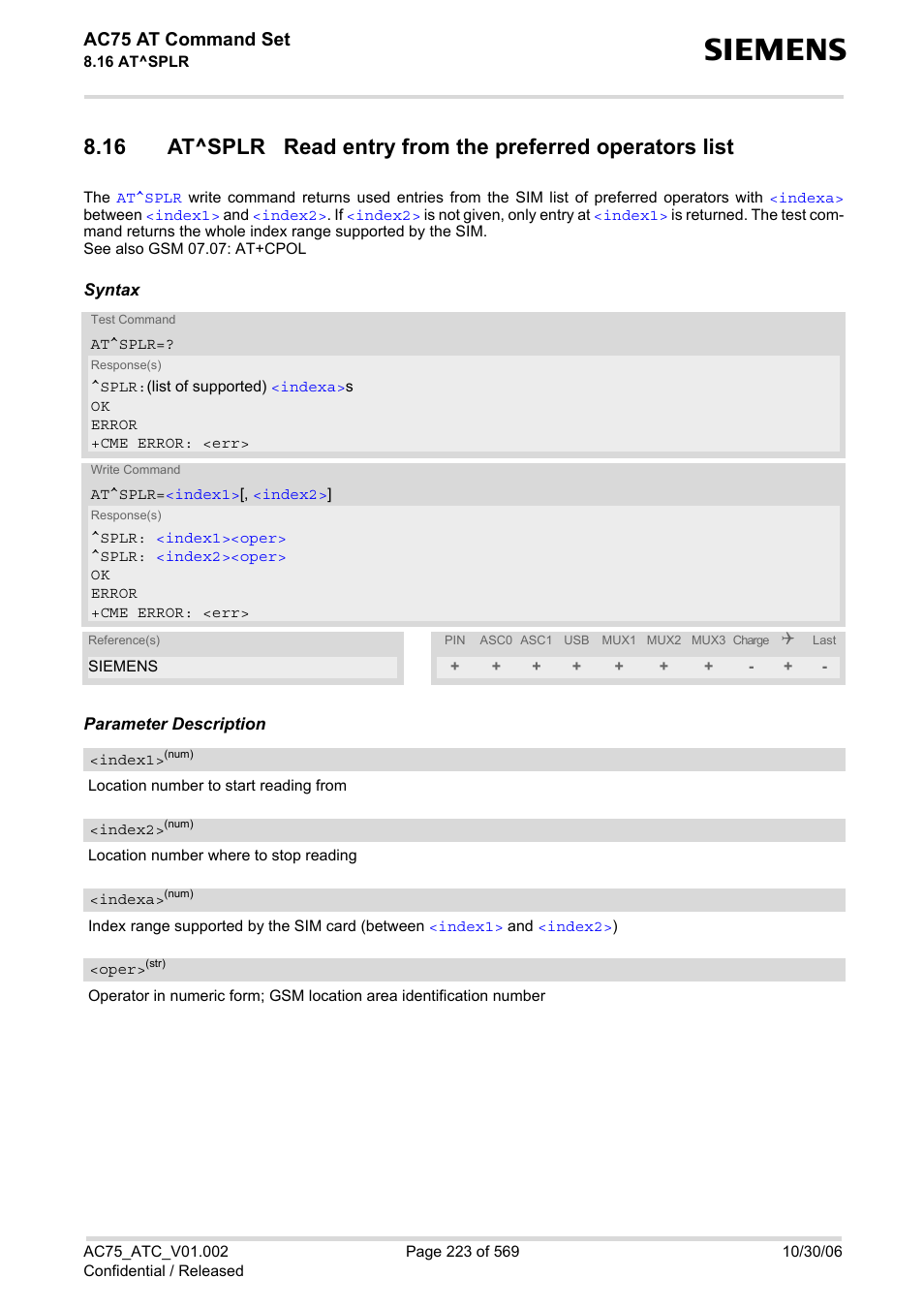 Ac75 at command set | Siemens AC75 User Manual | Page 223 / 569