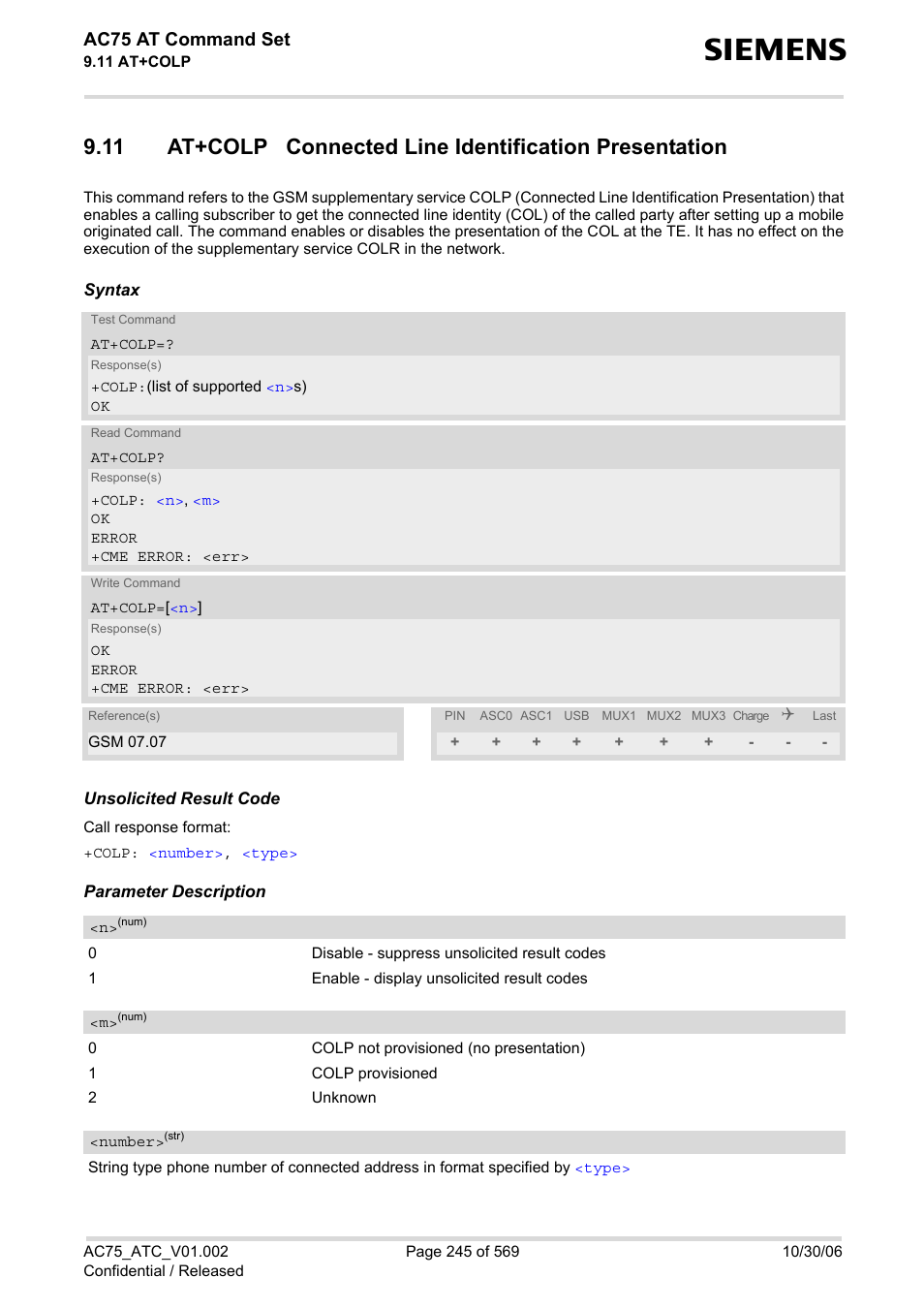 Ac75 at command set | Siemens AC75 User Manual | Page 245 / 569