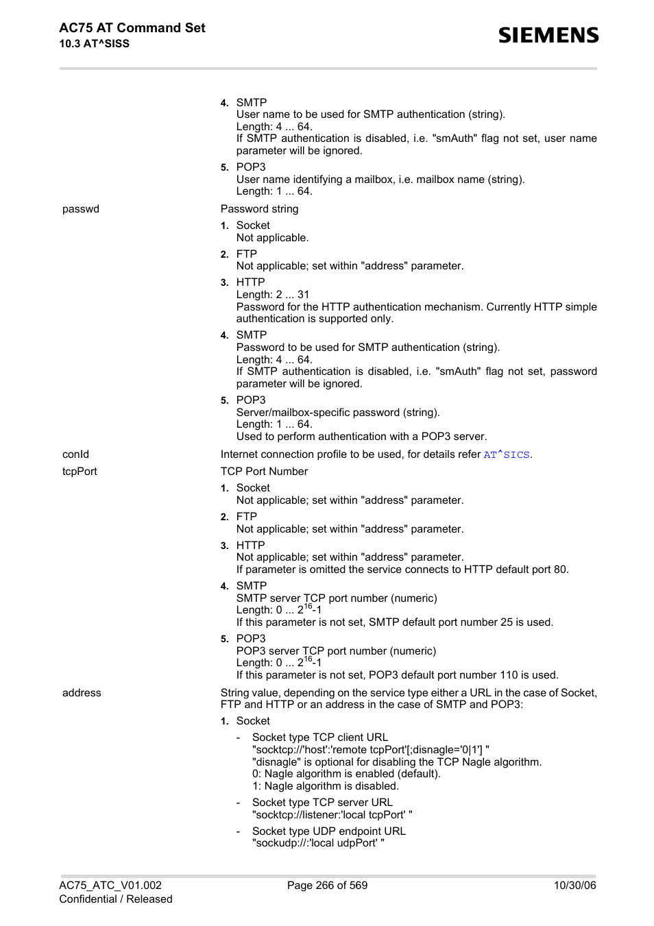 Ac75 at command set | Siemens AC75 User Manual | Page 266 / 569