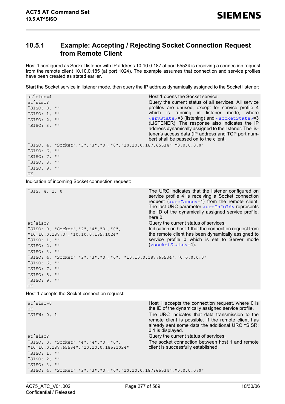 Ac75 at command set | Siemens AC75 User Manual | Page 277 / 569