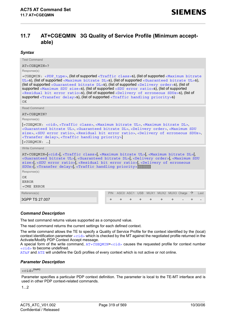 Ac75 at command set | Siemens AC75 User Manual | Page 319 / 569