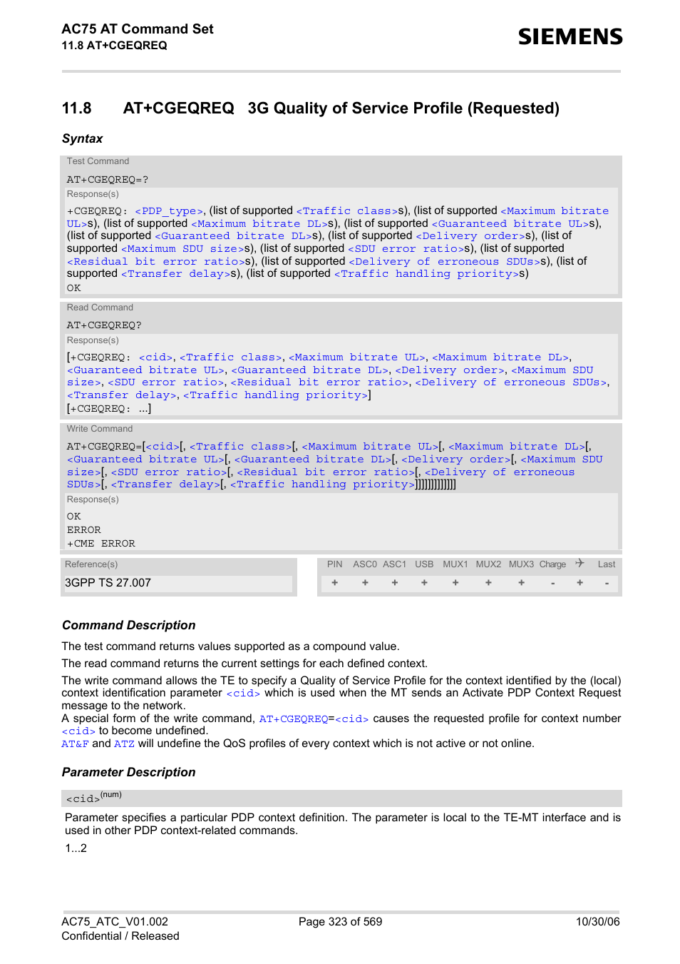 Ac75 at command set | Siemens AC75 User Manual | Page 323 / 569
