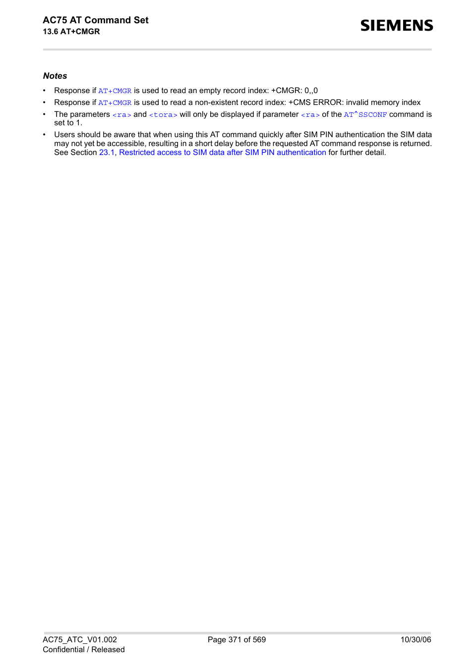 Siemens AC75 User Manual | Page 371 / 569