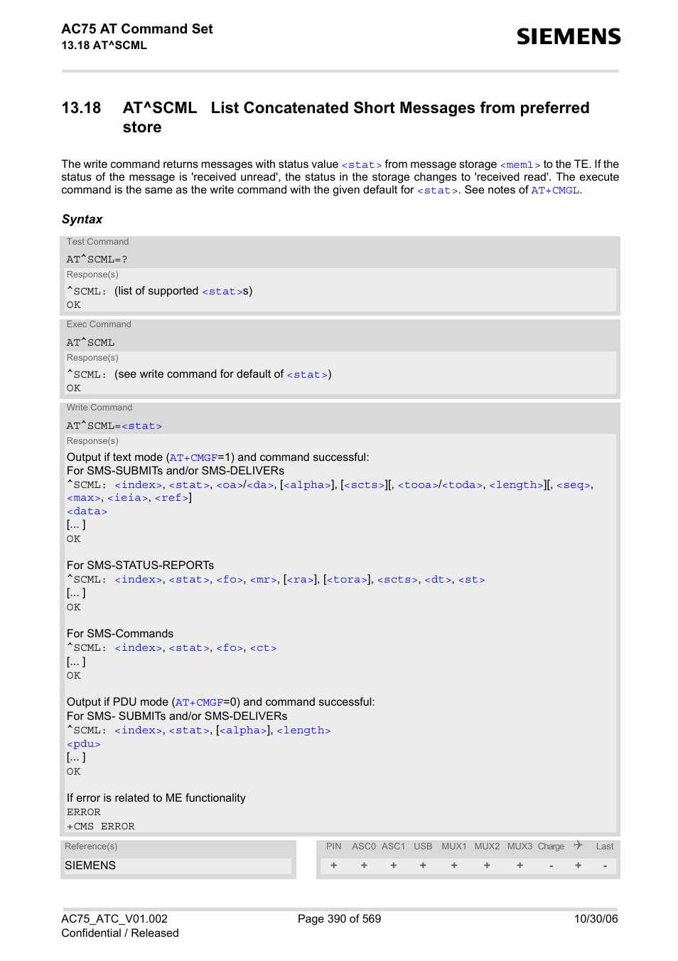 Ac75 at command set | Siemens AC75 User Manual | Page 390 / 569